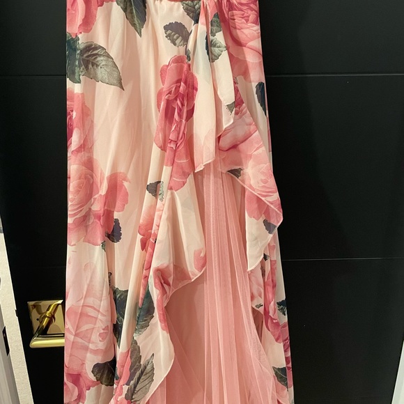 Pink Roses Maxi Prom Dress - Picture 8 of 12